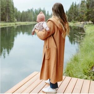Goumi Hooded Knit Long Cardigan in Clay